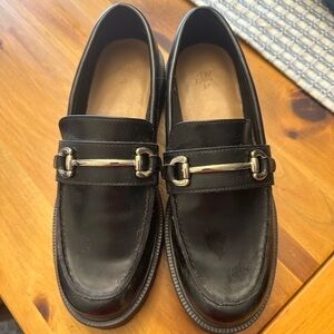 H&M Black Women's Leather Loafers with Gold Bit Detail